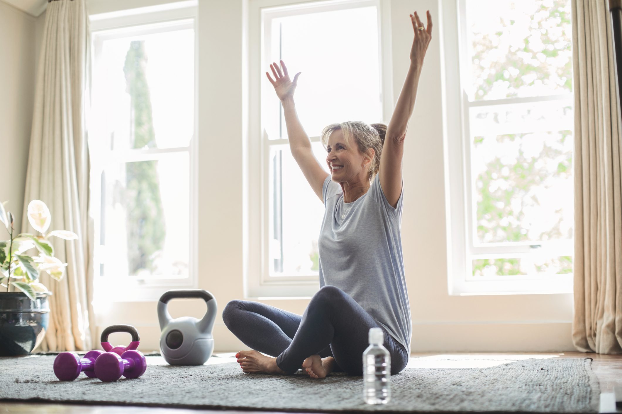 smiling woman excercise