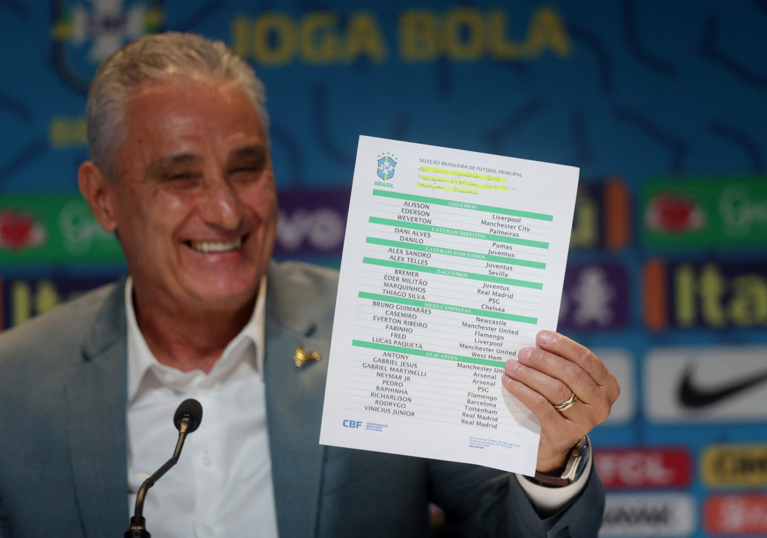 تيتي يعلن قائمة منتخب البرازيل لكأس العالم 2022 (رويترز)
