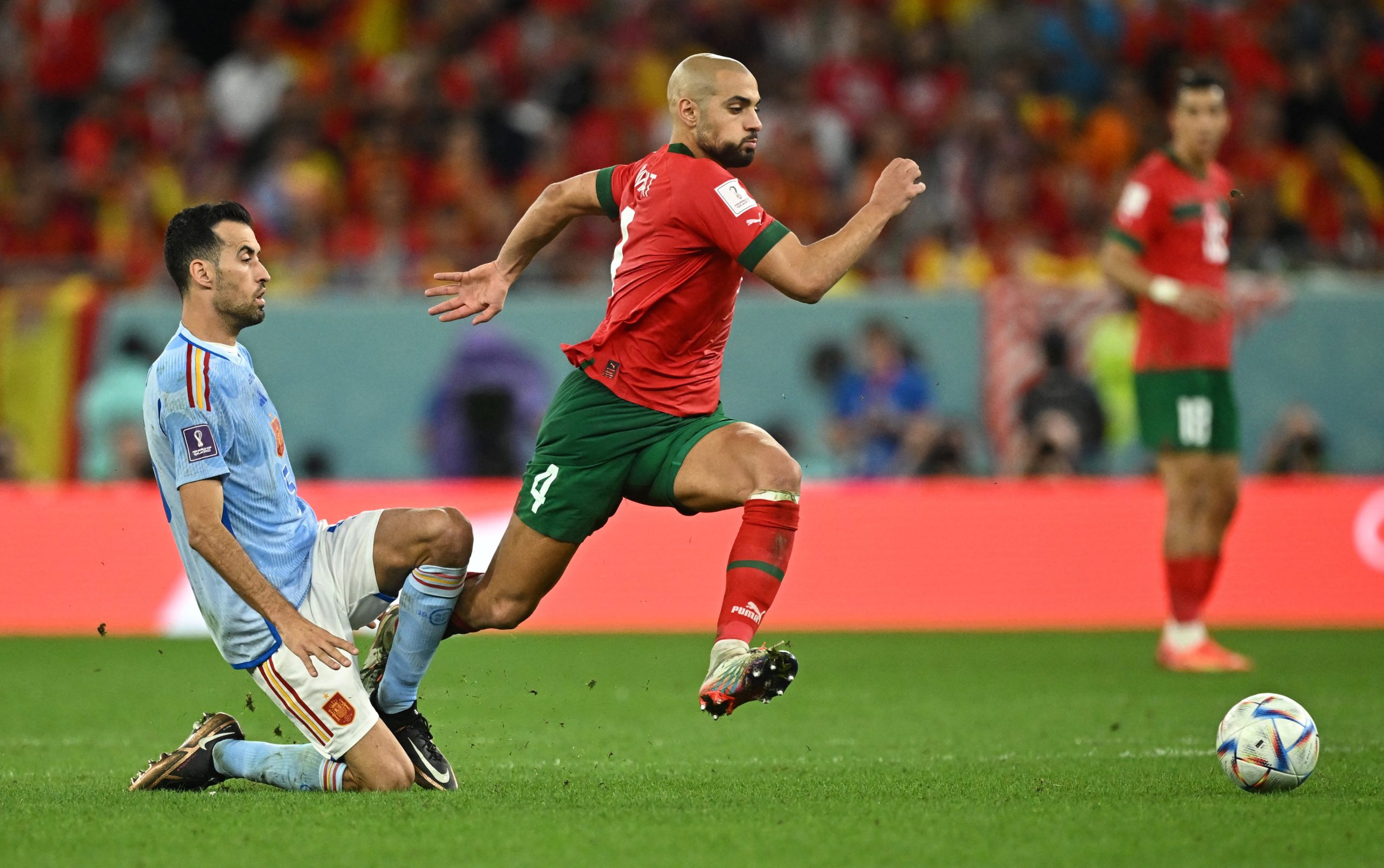 سفيان أمرابط تألق في مباراة المغرب وإسبانيا (رويترز)