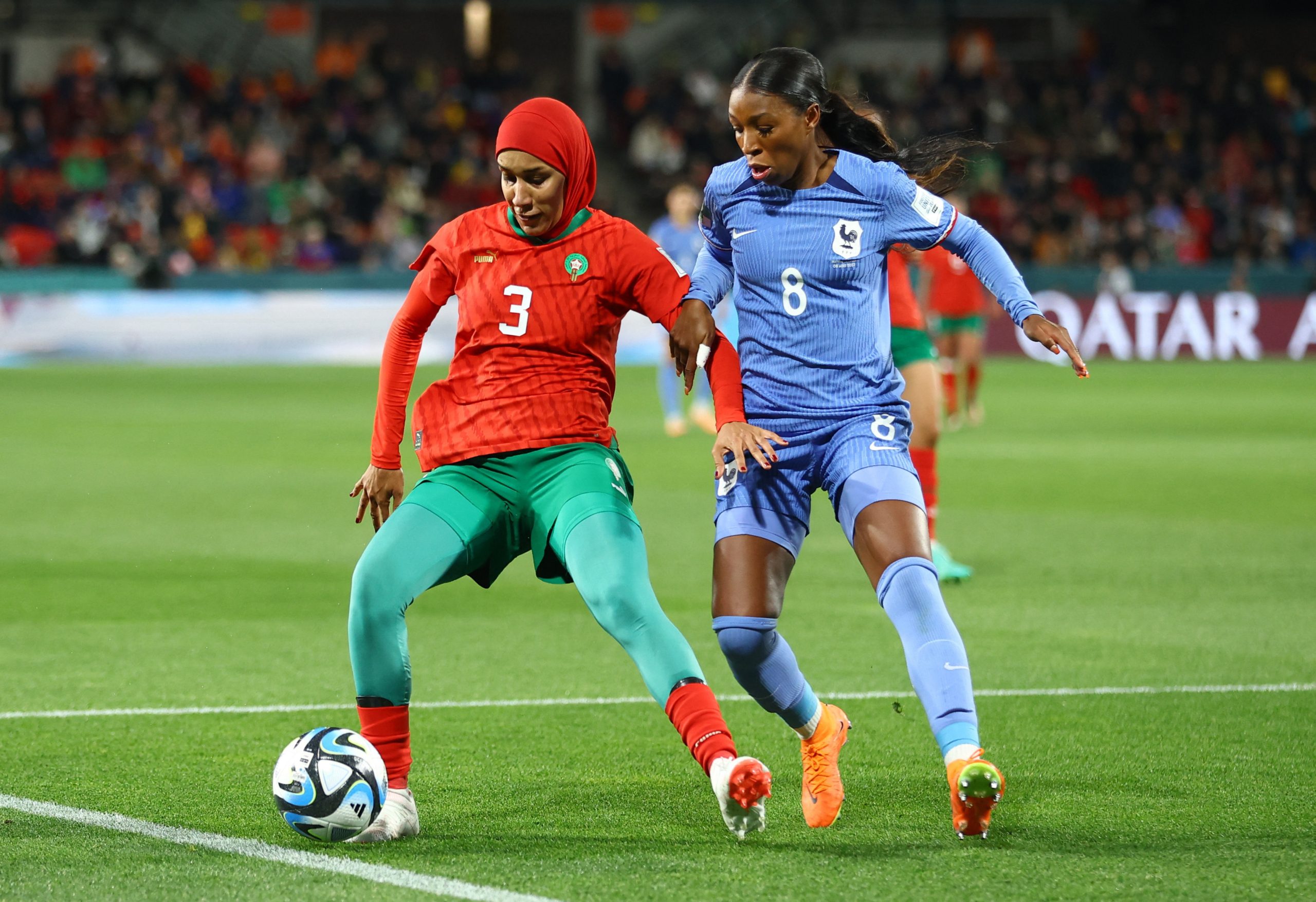 منتخب المغرب يودع كأس العالم للسيدات بخسارته أمام فرنسا (رويترز)