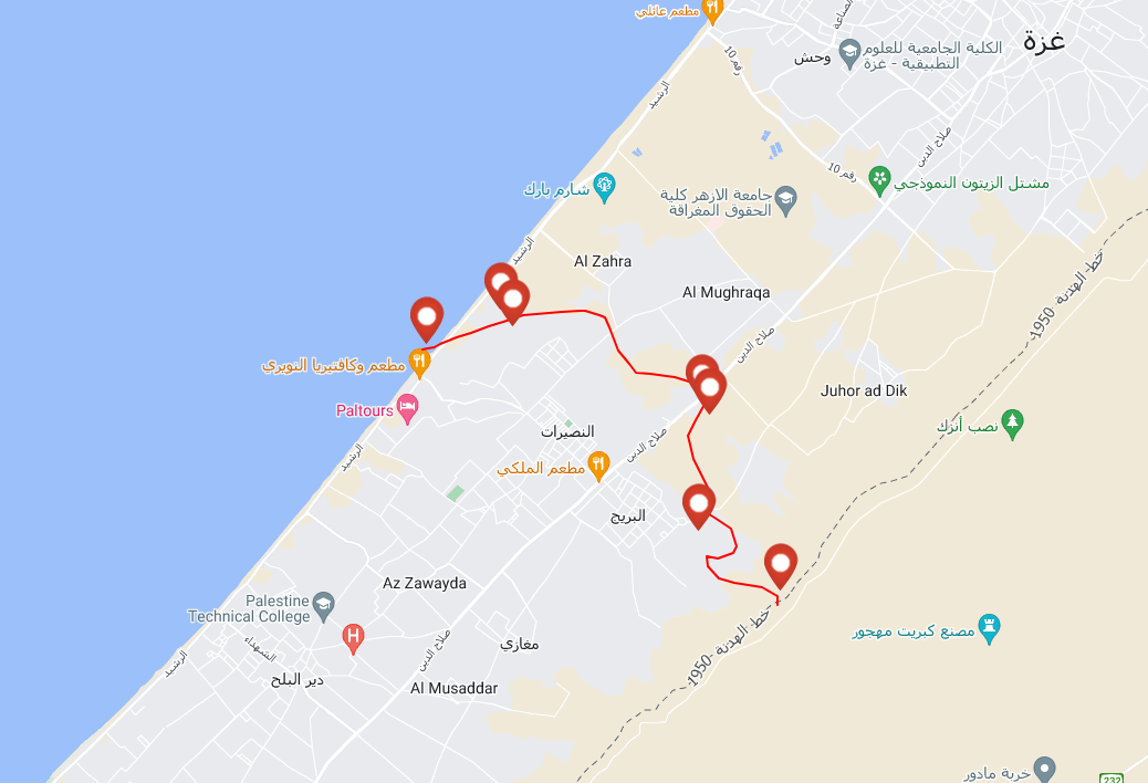 خريطة مستشفيات ومخيمات غزة